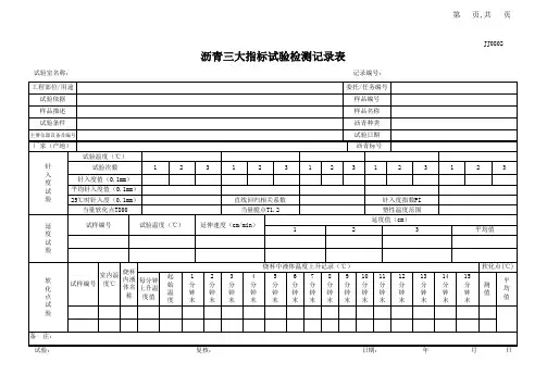 JJ0802沥青三大指标试验检测记录表