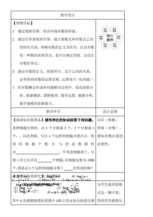 高中数学新人教版B版精品教案《人教版B高中数学必修1 3.2.1 对数及其运算》