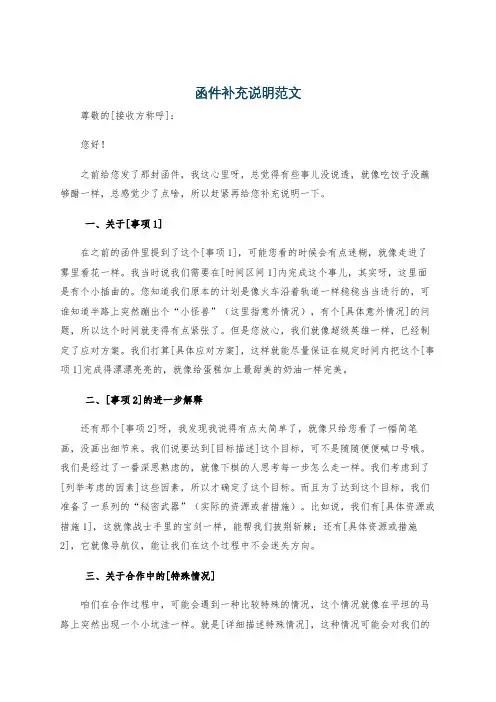 函件补充说明范文