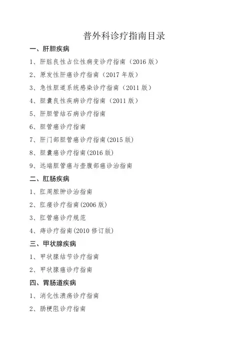 普外科诊疗指南目录