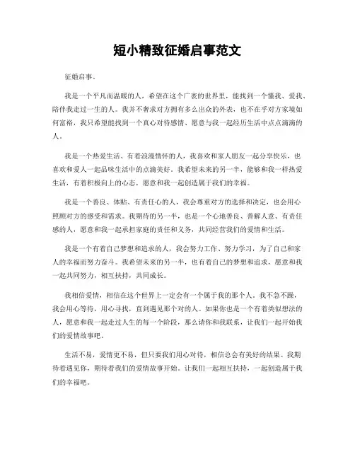 短小精致征婚启事范文