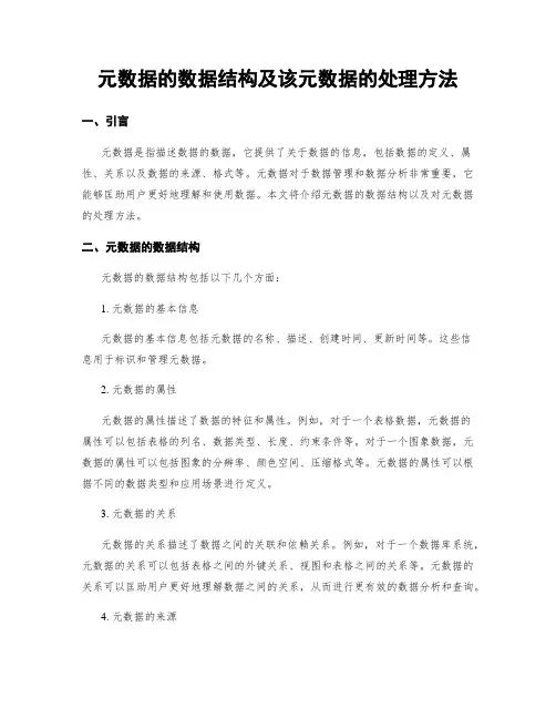 元数据的数据结构及该元数据的处理方法