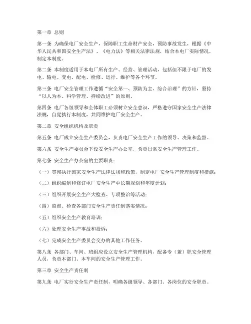 电厂安全管理制度