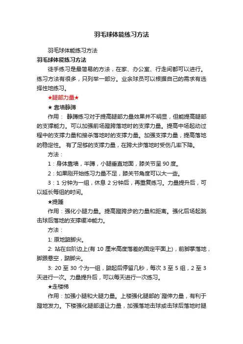羽毛球体能练习方法
