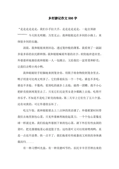 乡村游记作文500字精选