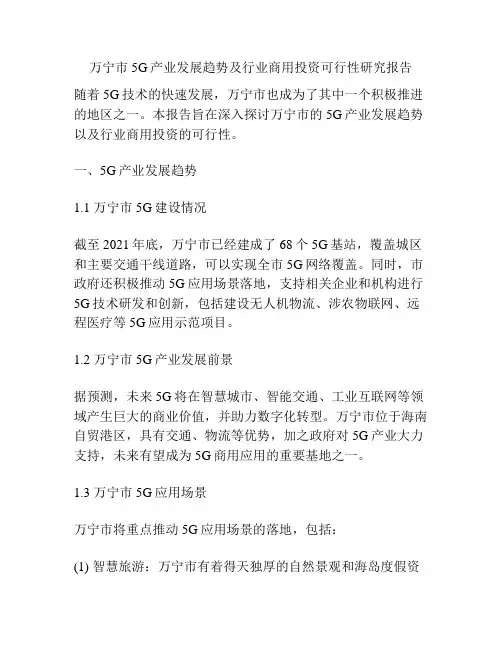 万宁市5G产业发展趋势及行业商用投资可行性研究报告