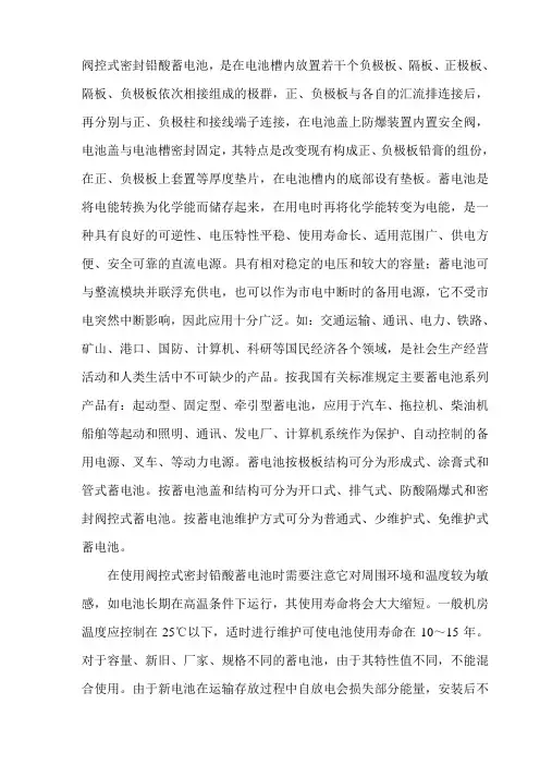 阀控式密封铅酸蓄电池