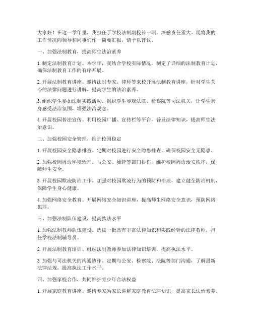 法制副校长年终述职报告