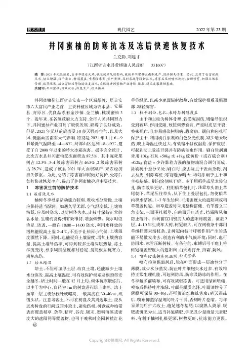 井冈蜜柚的防寒抗冻及冻后快速恢复技术