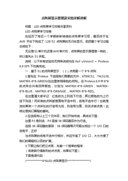 点阵屏显示原理及实验详解讲解