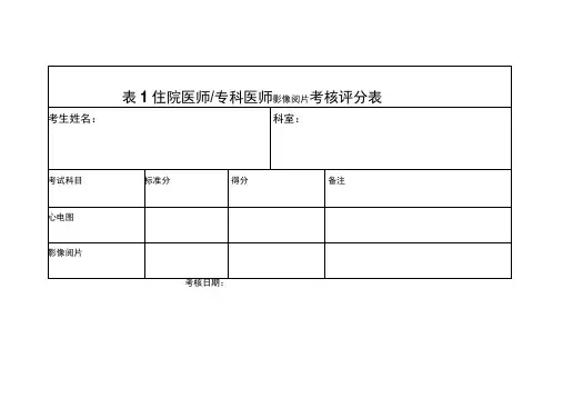 住院医师考核评分表