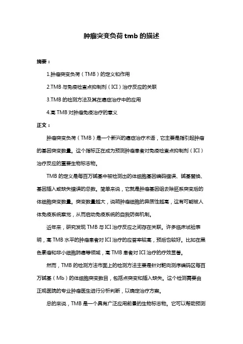 肿瘤突变负荷tmb的描述