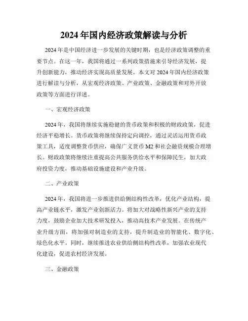 2024年国内经济政策解读与分析