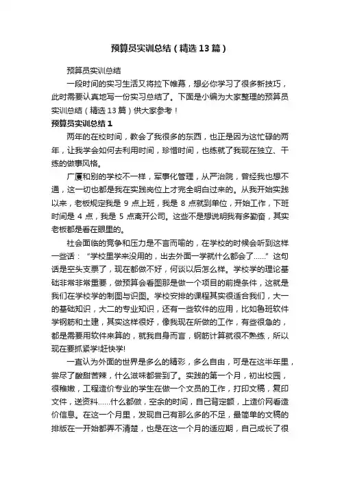 预算员实训总结（精选13篇）