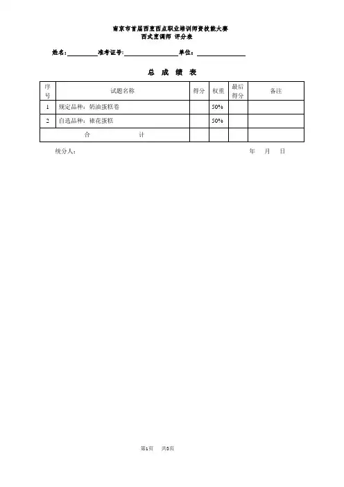 西点评分记录表