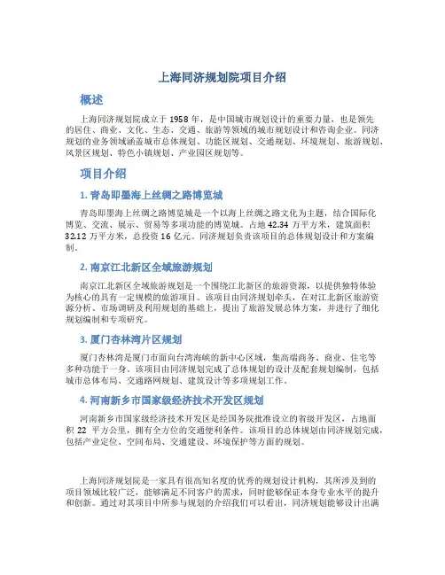 上海同济规划院项目介绍