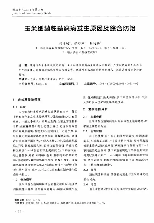 玉米细菌性茎腐病发生原因及综合防治