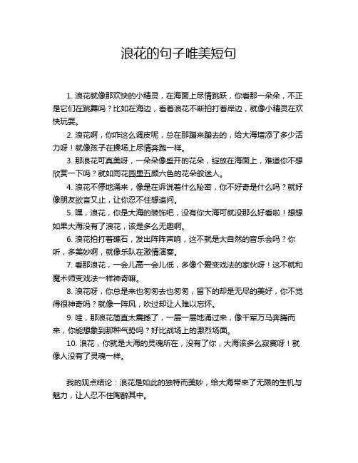 浪花的句子唯美短句