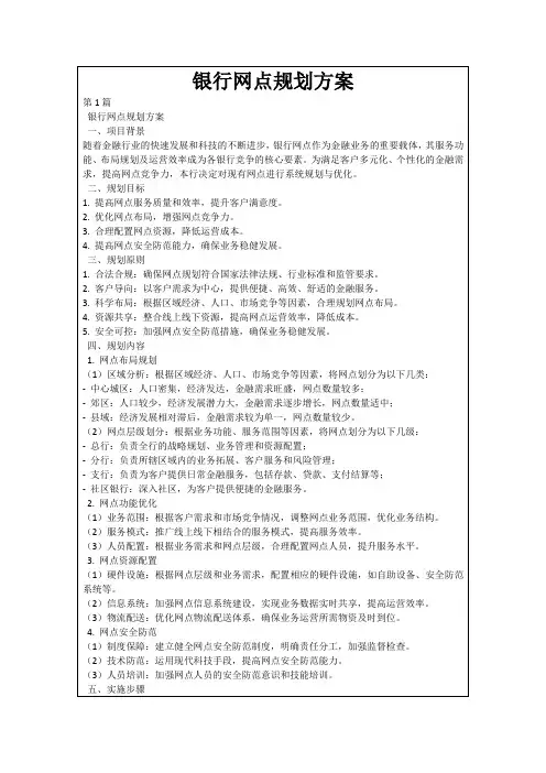 银行网点规划方案