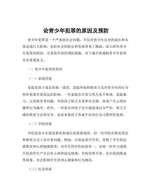 论青少年犯罪的原因及预防