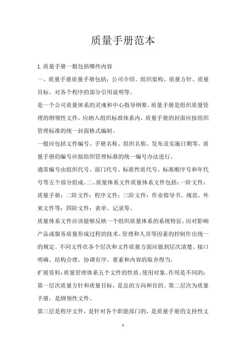 质量手册范本