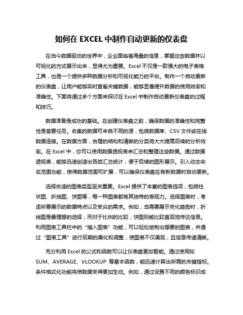 如何在EXCEL中制作自动更新的仪表盘