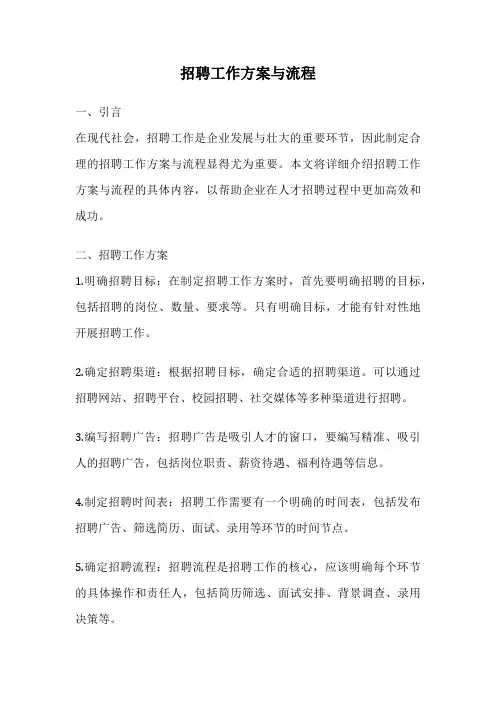 招聘工作方案与流程