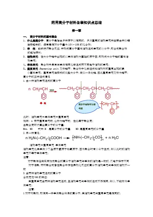 药用高分子材料各章知识点总结