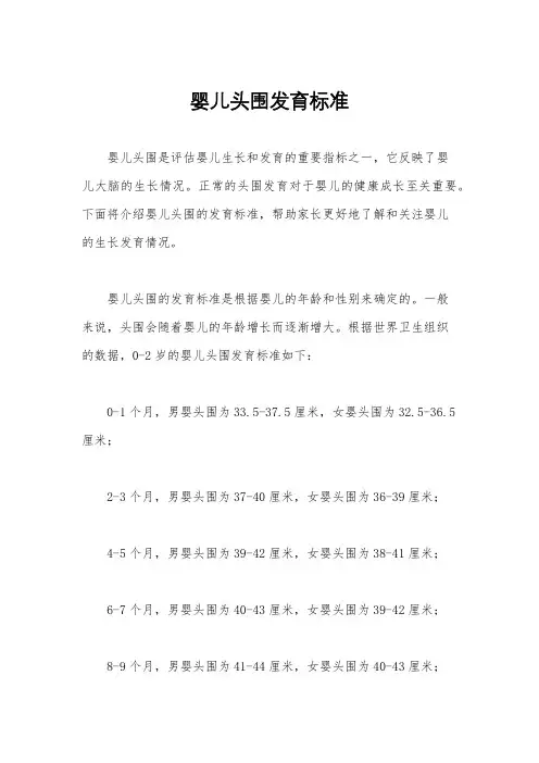 婴儿头围发育标准