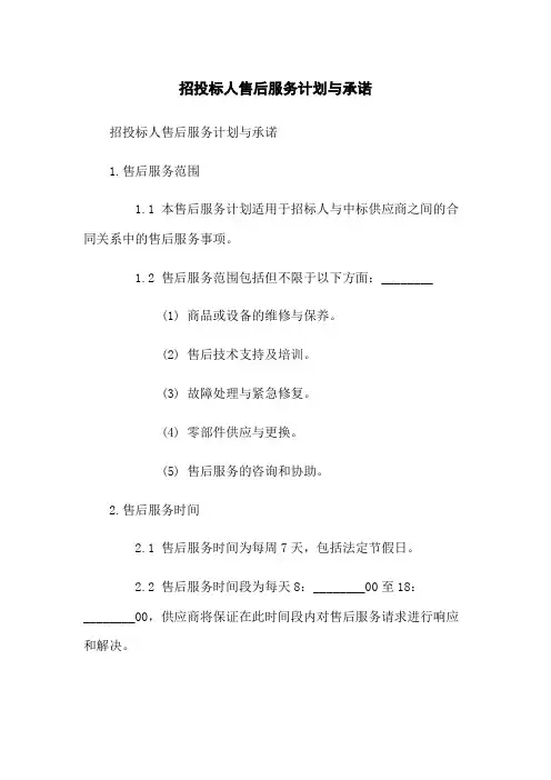 招投标人售后服务计划与承诺