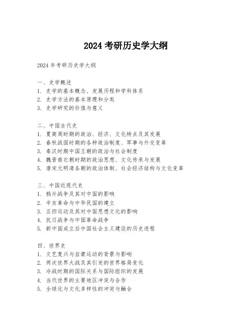 2024考研历史学大纲