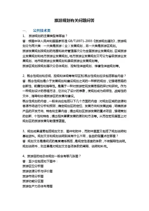 旅游规划有关问题问答