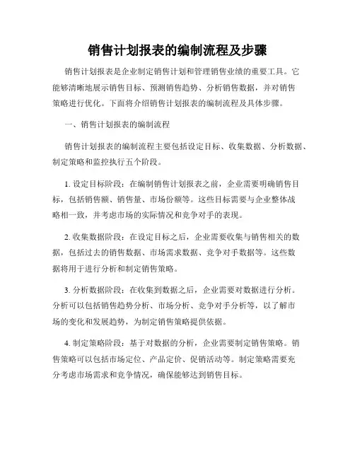 销售计划报表的编制流程及步骤