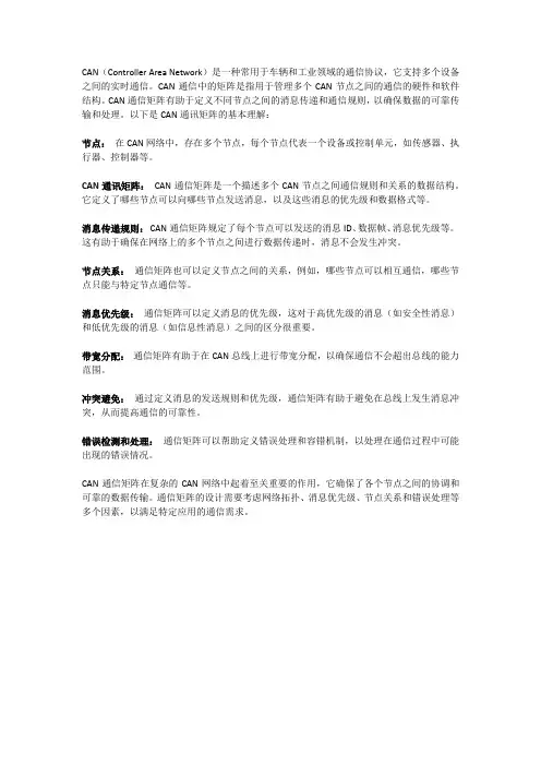 can通讯矩阵的理解