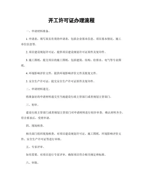 开工许可证办理流程