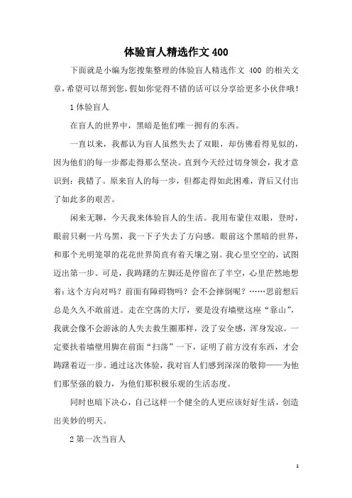 体验盲人精选作文400