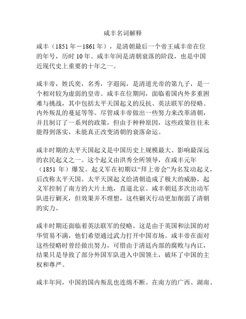 咸丰名词解释