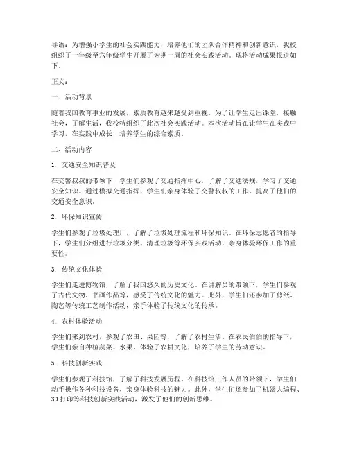 小学生社会实践新闻稿