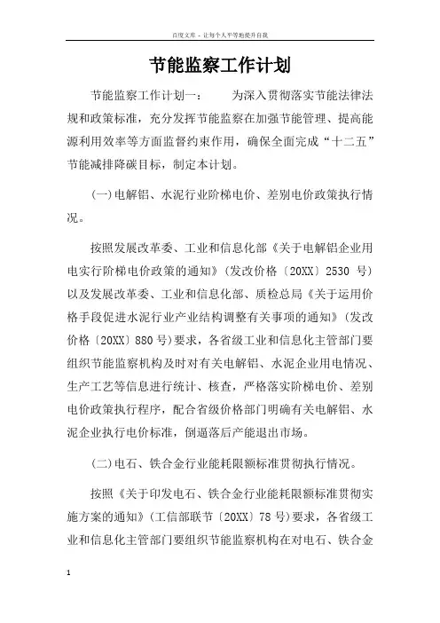 节能监察工作计划