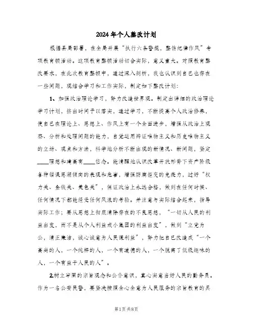 2024年个人整改计划(3篇)