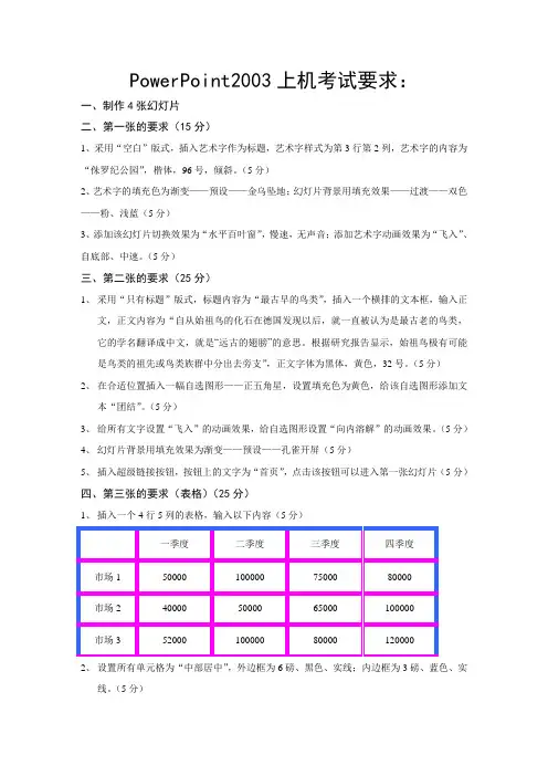 PowerPoint2003上机测试题