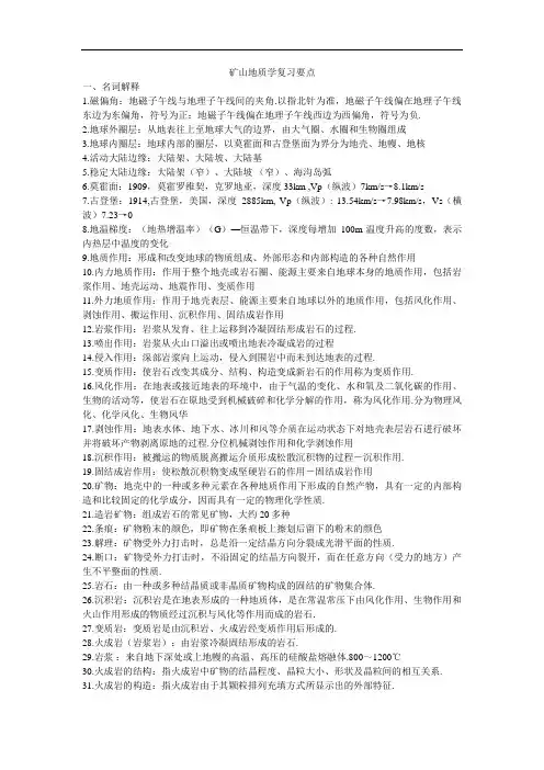 矿山地质学复习要点sdkjdx