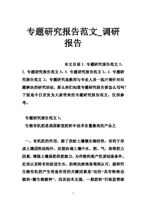 专题研究报告范文_调研报告