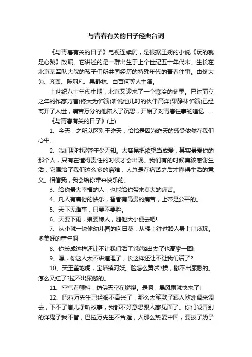与青春有关的日子经典台词