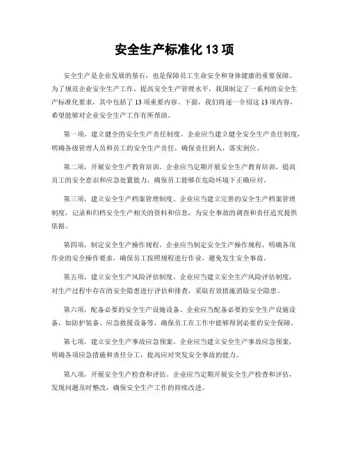 安全生产标准化13项