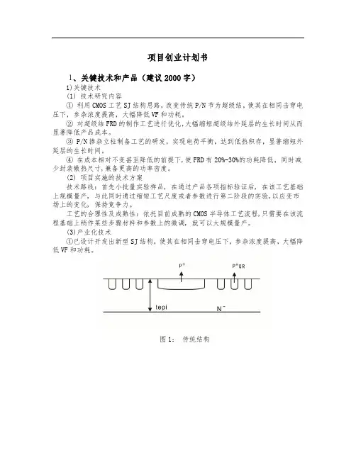 科技领军人才创业计划书(创业类)0331