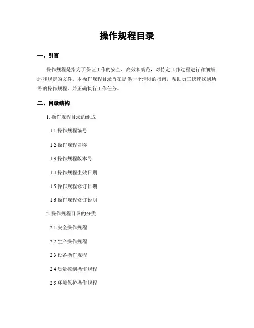 操作规程目录