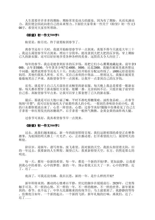 《盼望》初一作文500字