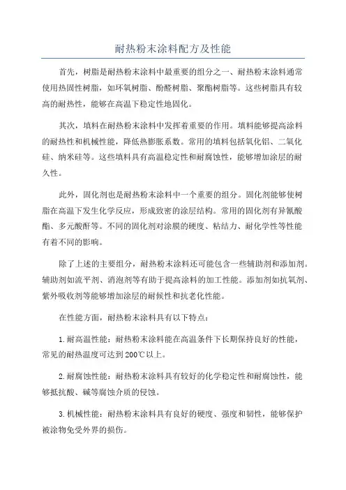 耐热粉末涂料配方及性能