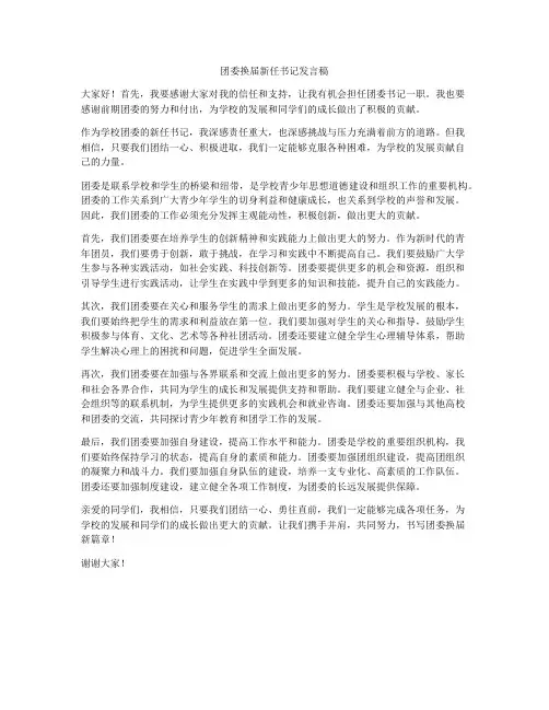 团委换届新任书记发言稿
